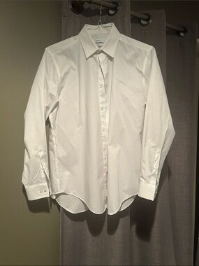 Calvin Klein Men's White Textured Dress Shirt